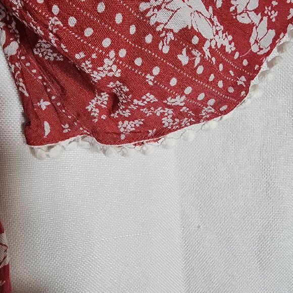 Gypsies & Moondust Lace Trim Floral Print Tie Hem Short Sleeve Top Womens M - Picture 4 of 8